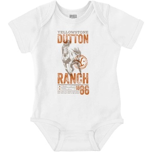 Brisco Brands Yellowstone Ranch Horse Last Ride Baby Romper Boys or Girls(White)