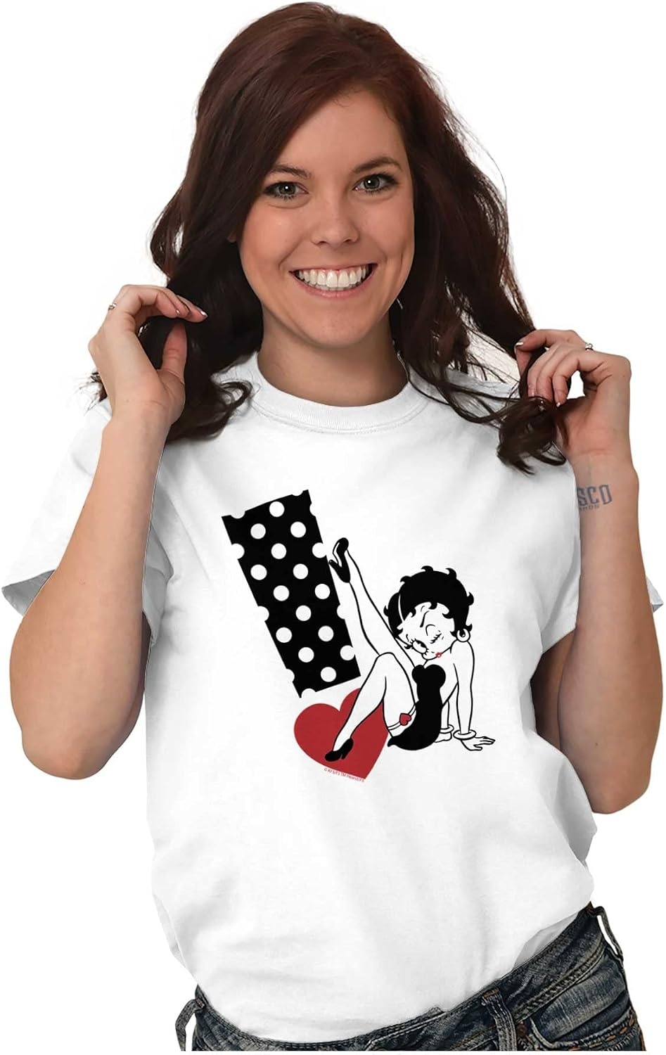 image:imageBetty Boop Cartoon Sassy Exclamation Womens Graphic T Shirt TeesWhite