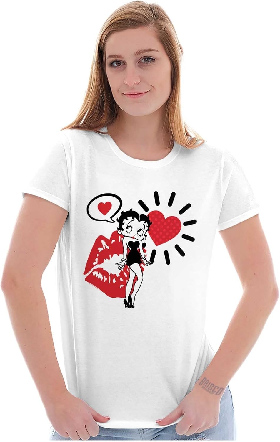 image:imageBetty Boop Heart and Lipstick Stain Womens Slim Fit Graphic Tee