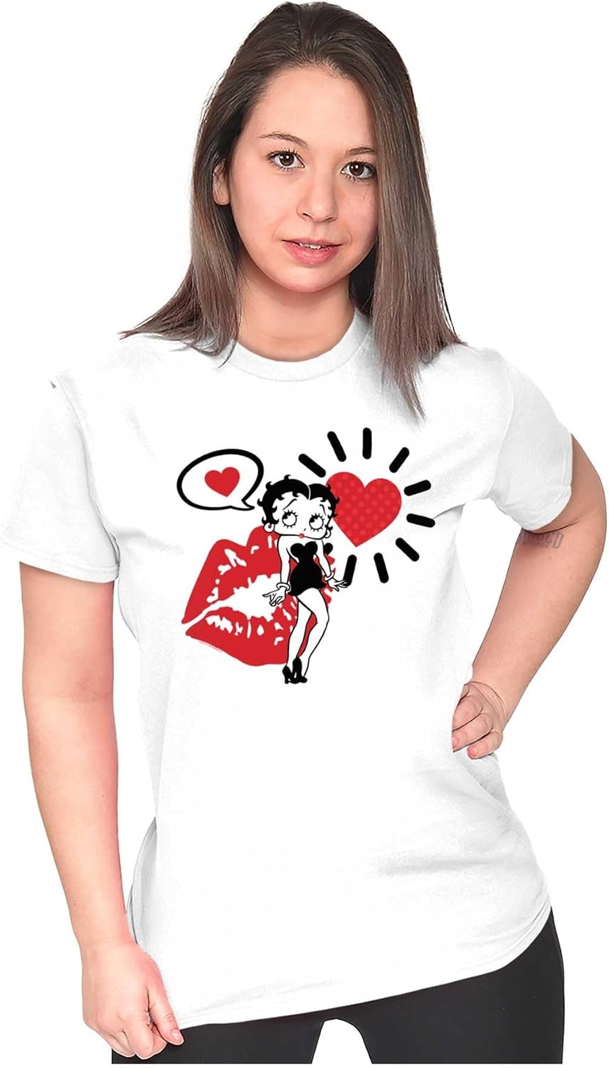 image:imageBetty Boop Heart and Lipstick Stain Womens Slim Fit Graphic Tee