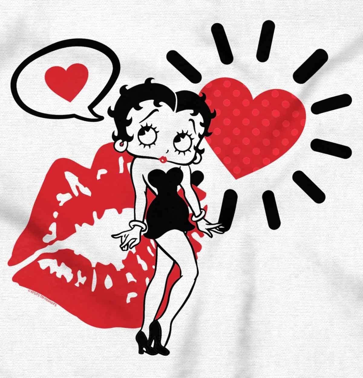 image:imageBetty Boop Heart and Lipstick Stain Womens Slim Fit Graphic Tee