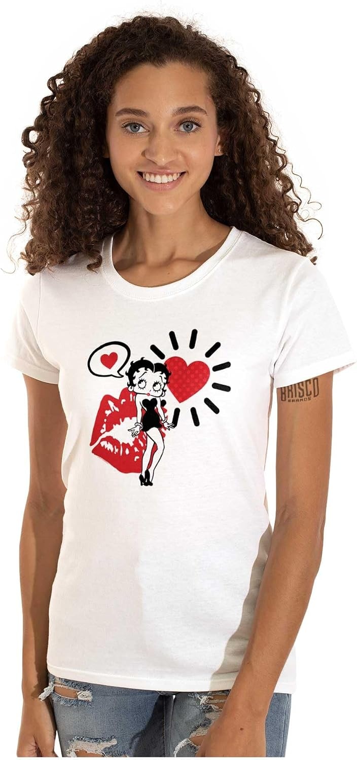 image:imageBetty Boop Heart and Lipstick Stain Womens Slim Fit Graphic Tee