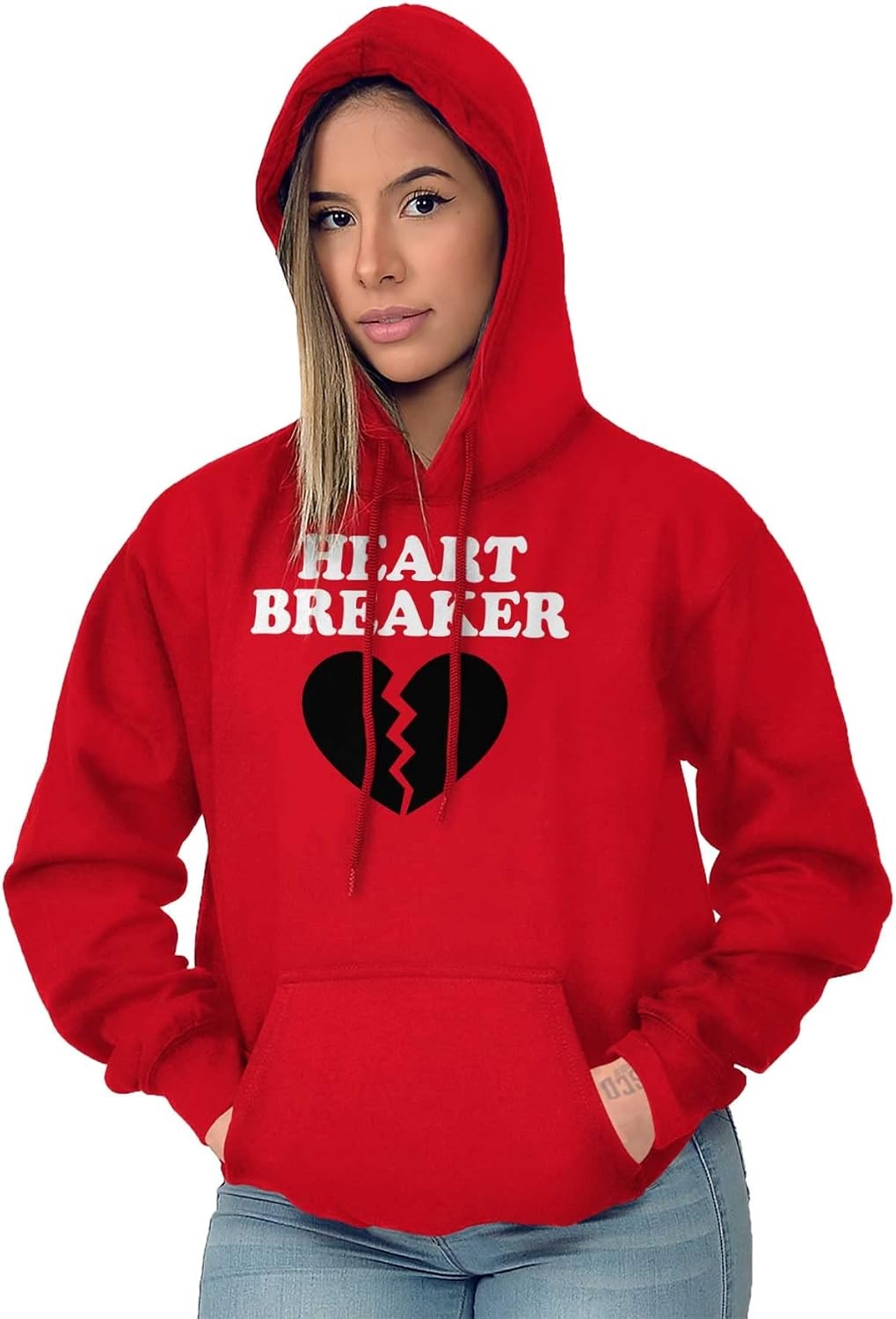 image:imageBrisco Brands Heartbreaker Valentines Day Break Up Hoodie Sweatshirt Women MenRed