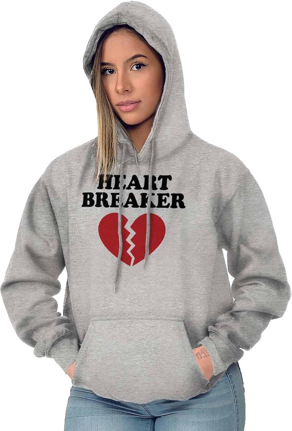 image:imageBrisco Brands Heartbreaker Valentines Day Break Up Hoodie Sweatshirt Women MenSport Grey