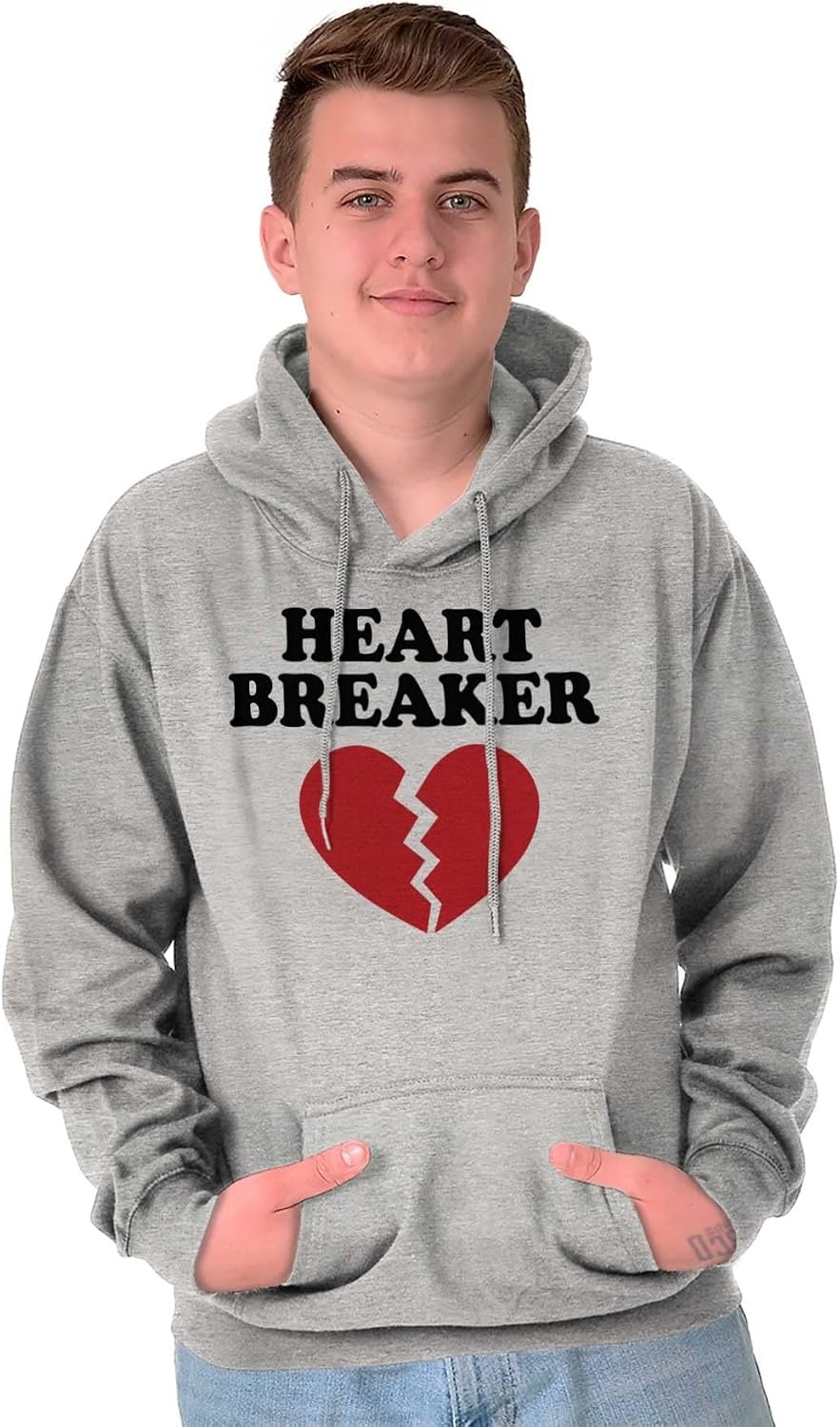 image:imageBrisco Brands Heartbreaker Valentines Day Break Up Hoodie Sweatshirt Women MenSport Grey