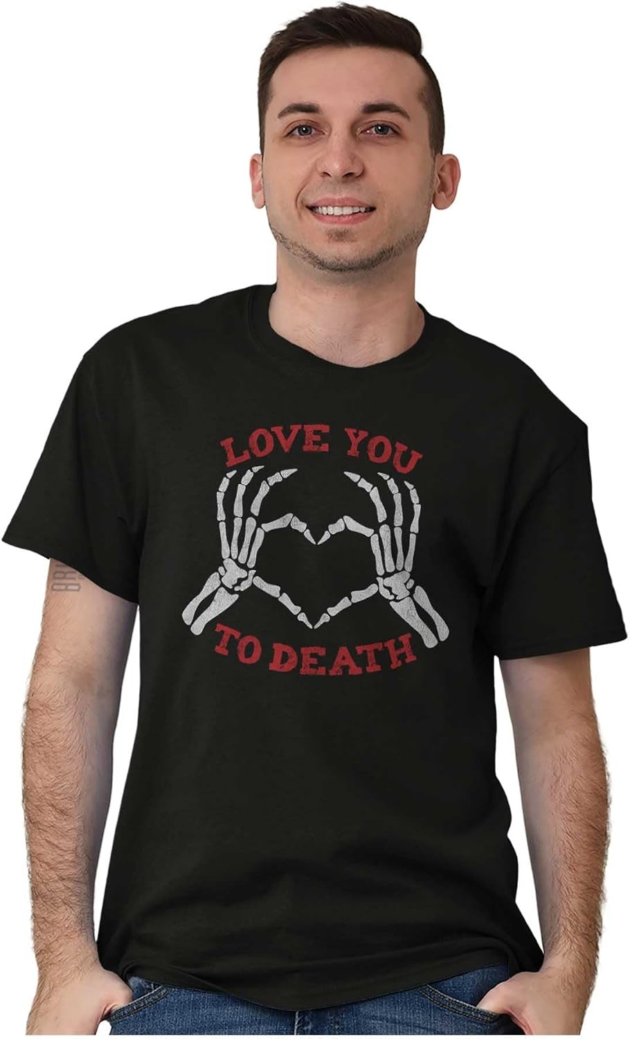 image:imageLove You to Death Heart Skeleton Graphic T Shirt Men or WomenBlack