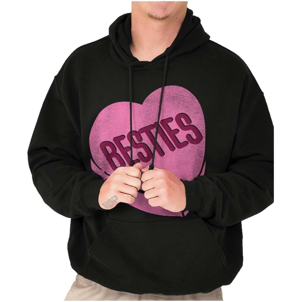image:imageBrisco Brands Galantines Besties Candy Heart Hoodie Sweatshirt WomenBlack