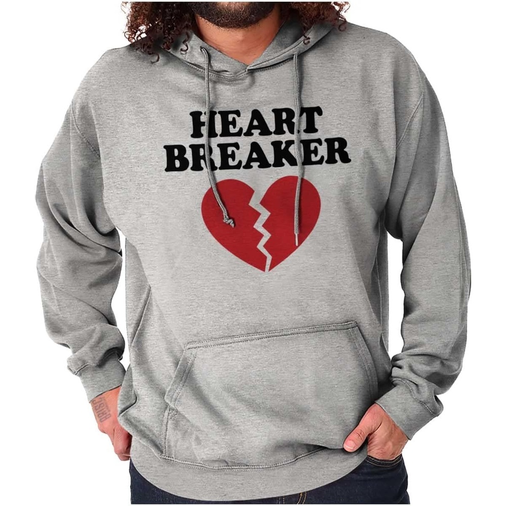 image:imageBrisco Brands Heartbreaker Valentines Day Break Up Hoodie Sweatshirt Women MenSport Grey