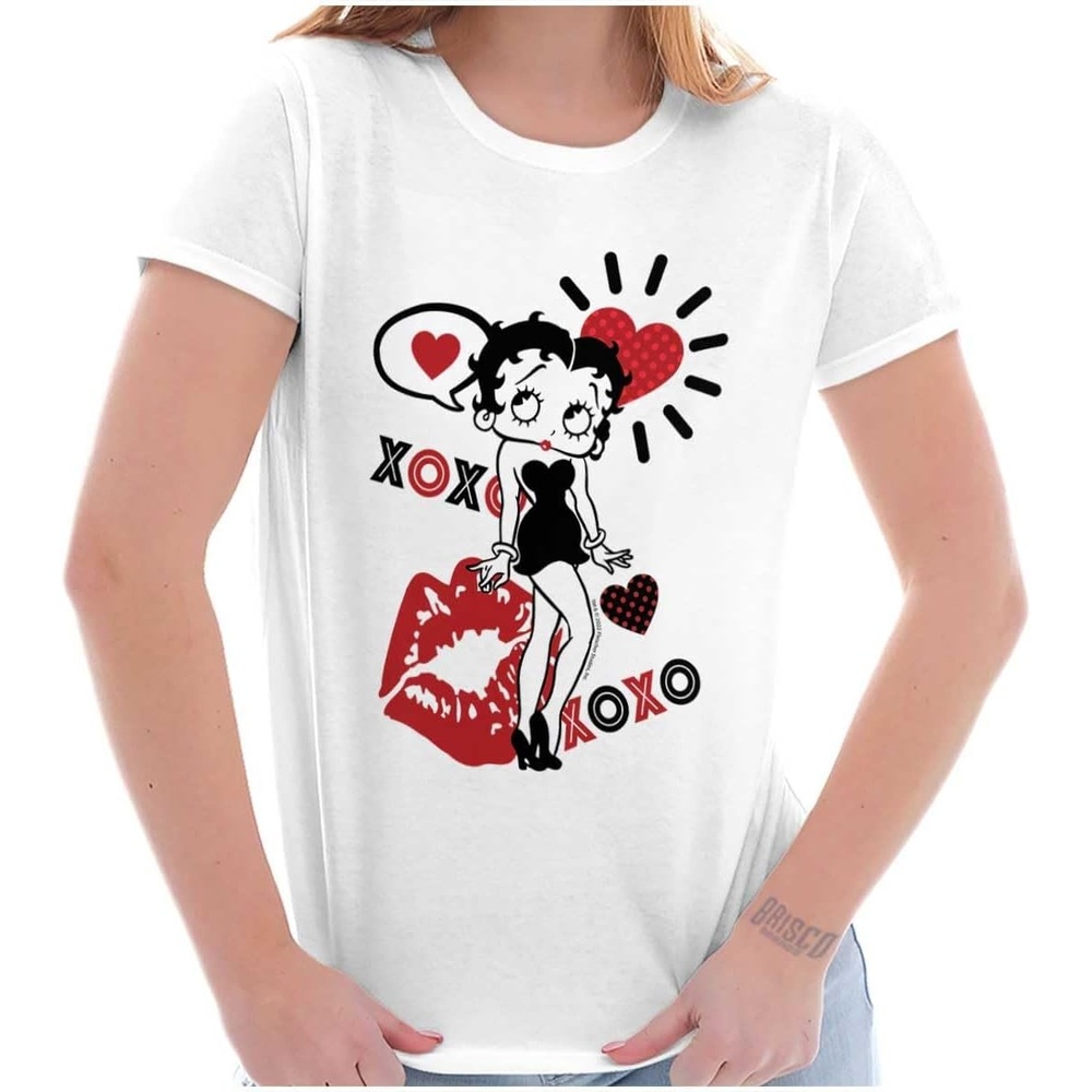 image:imageRetro Betty Boop Hugs Kisses XO Love Womens Slim Fit Graphic Tee