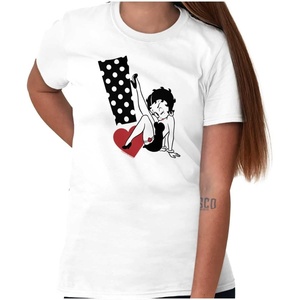 Betty Boop Cartoon Sassy Exclamation Womens Graphic T Shirt Tees(White)