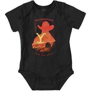 Brisco Brands Y Yellowstone Cowboy Wear The Brand Baby Romper Boys or Girls(Black)