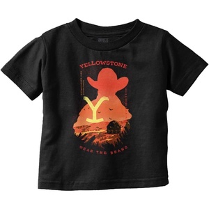 Brisco Brands Y Yellowstone Cowboy Wear The Brand Toddler Boy Girl T Shirt(Black)