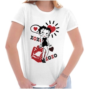 Retro Betty Boop Hugs Kisses XO Love Womens Slim Fit Graphic Tee
