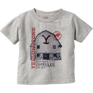 Yellowstone Ranch Your Rules Barn Toddler Boy Girl T Shirt(Heather)
