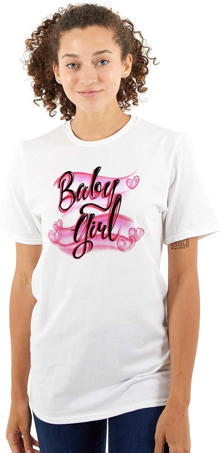 image:imageAirbrushed Baby Girl Hearts Love Womens Graphic T Shirt TeesWhite