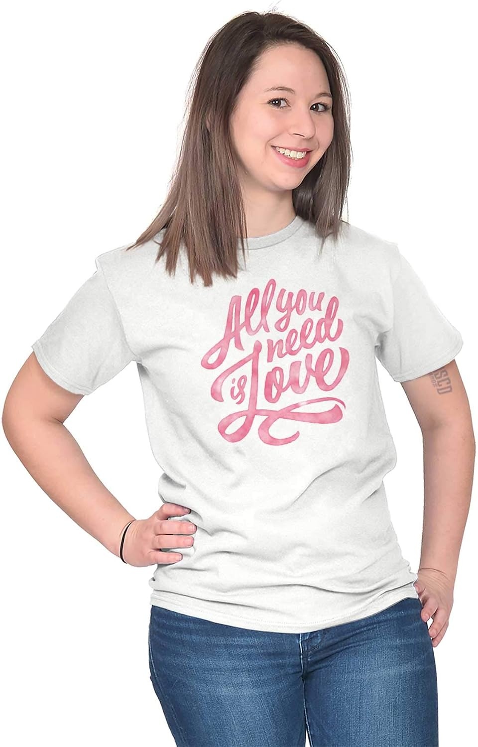 image:imageAll You Need Love Cute Romantic Quote Womens Graphic T Shirt TeesWhite