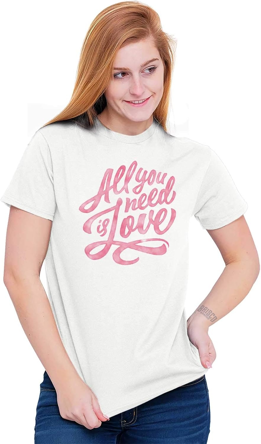 image:imageAll You Need Love Cute Romantic Quote Womens Graphic T Shirt TeesWhite