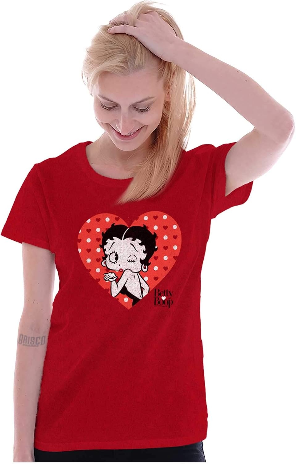 image:imageBetty Boop Blowing Kisses Adorable Womens Slim Fit Graphic Tee Red