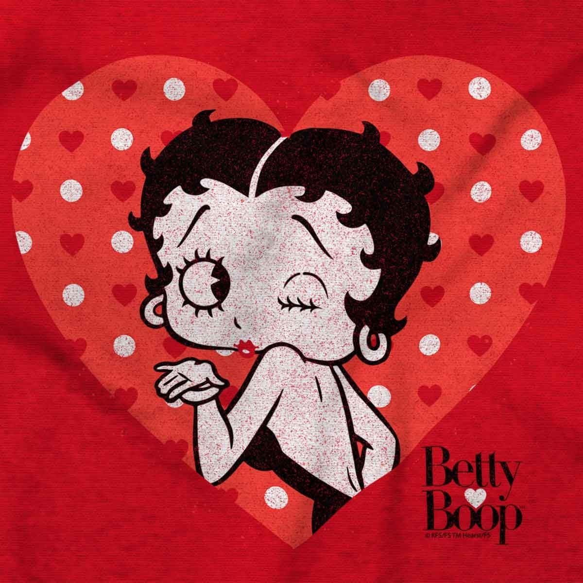 image:imageBetty Boop Blowing Kisses Adorable Womens Slim Fit Graphic Tee Red