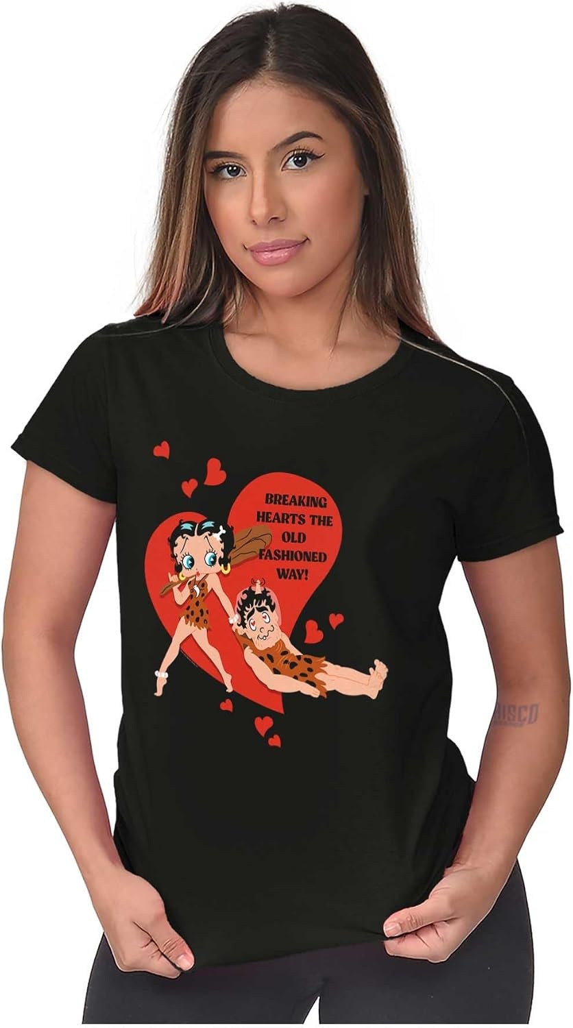 image:imageBetty Boop Caveman Heartbreaker Womens Slim Fit Graphic TeeBlack