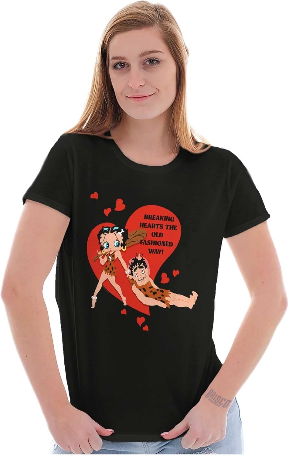 image:imageBetty Boop Caveman Heartbreaker Womens Slim Fit Graphic TeeBlack