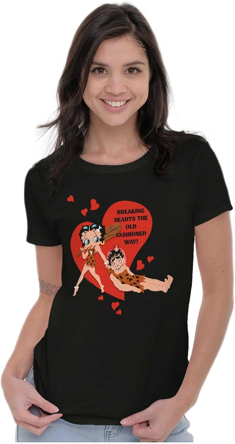 image:imageBetty Boop Caveman Heartbreaker Womens Slim Fit Graphic TeeBlack