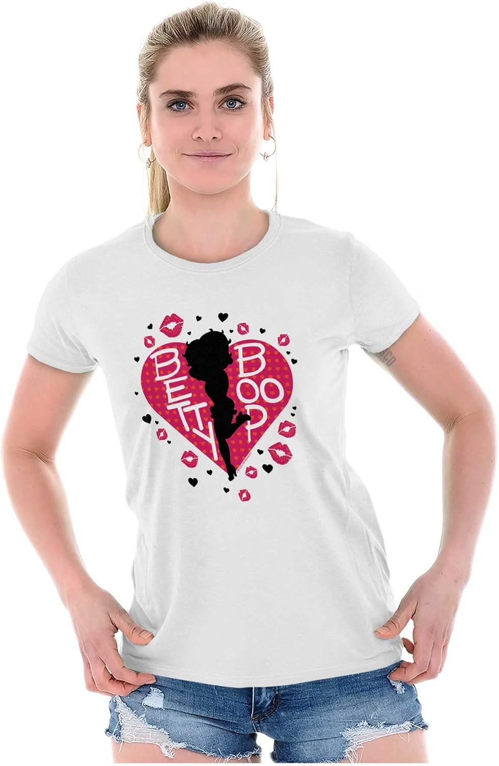 image:imageBetty Boop Fans Lovers Cute Heart Womens Slim Fit Graphic Tee