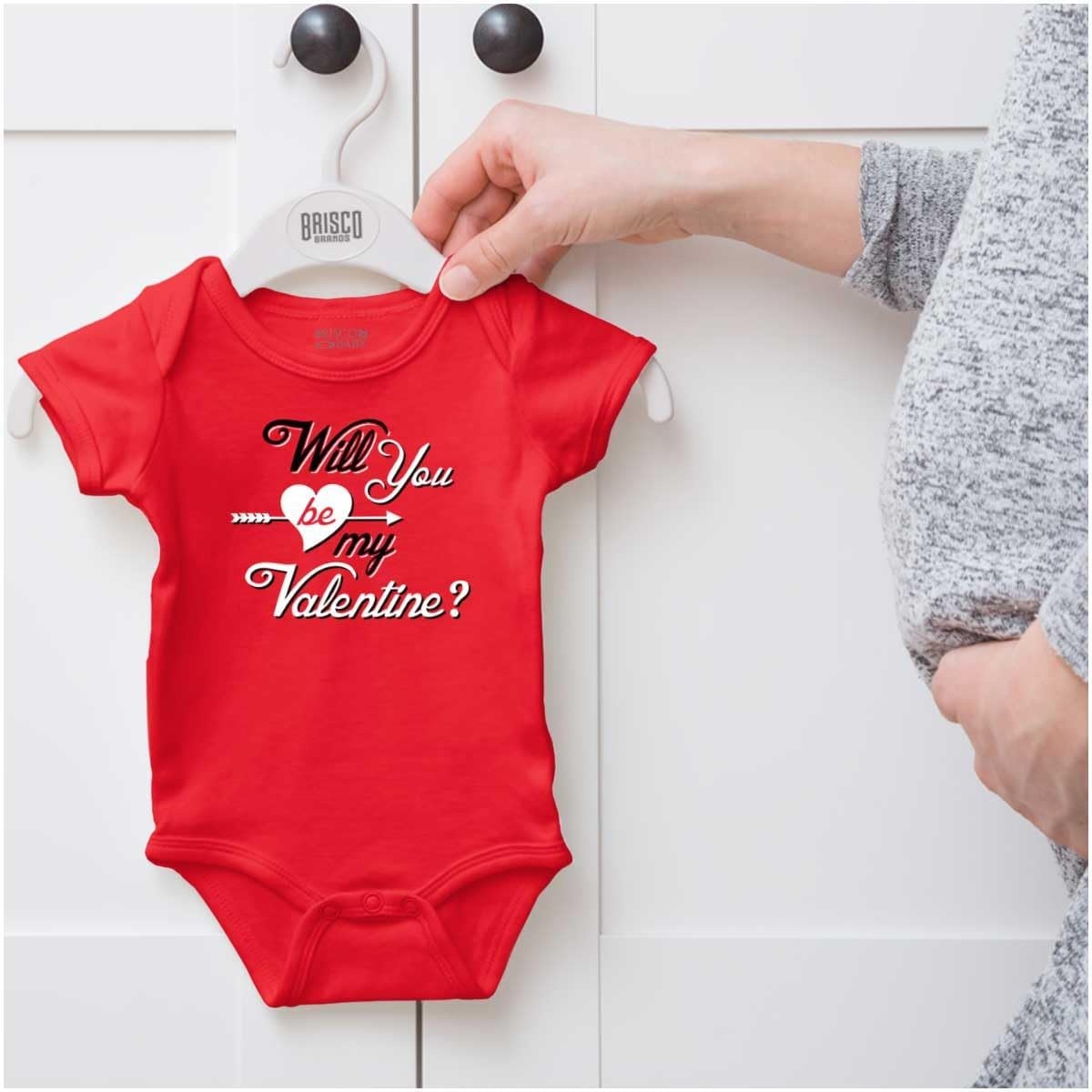image:imageBrisco Brands Be My Valentines Day Heart Love Baby Bodysuit Jumper GirlsRed