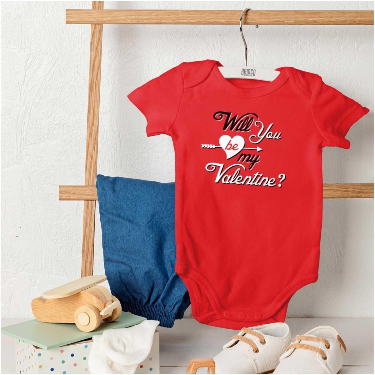 image:imageBrisco Brands Be My Valentines Day Heart Love Baby Bodysuit Jumper GirlsRed