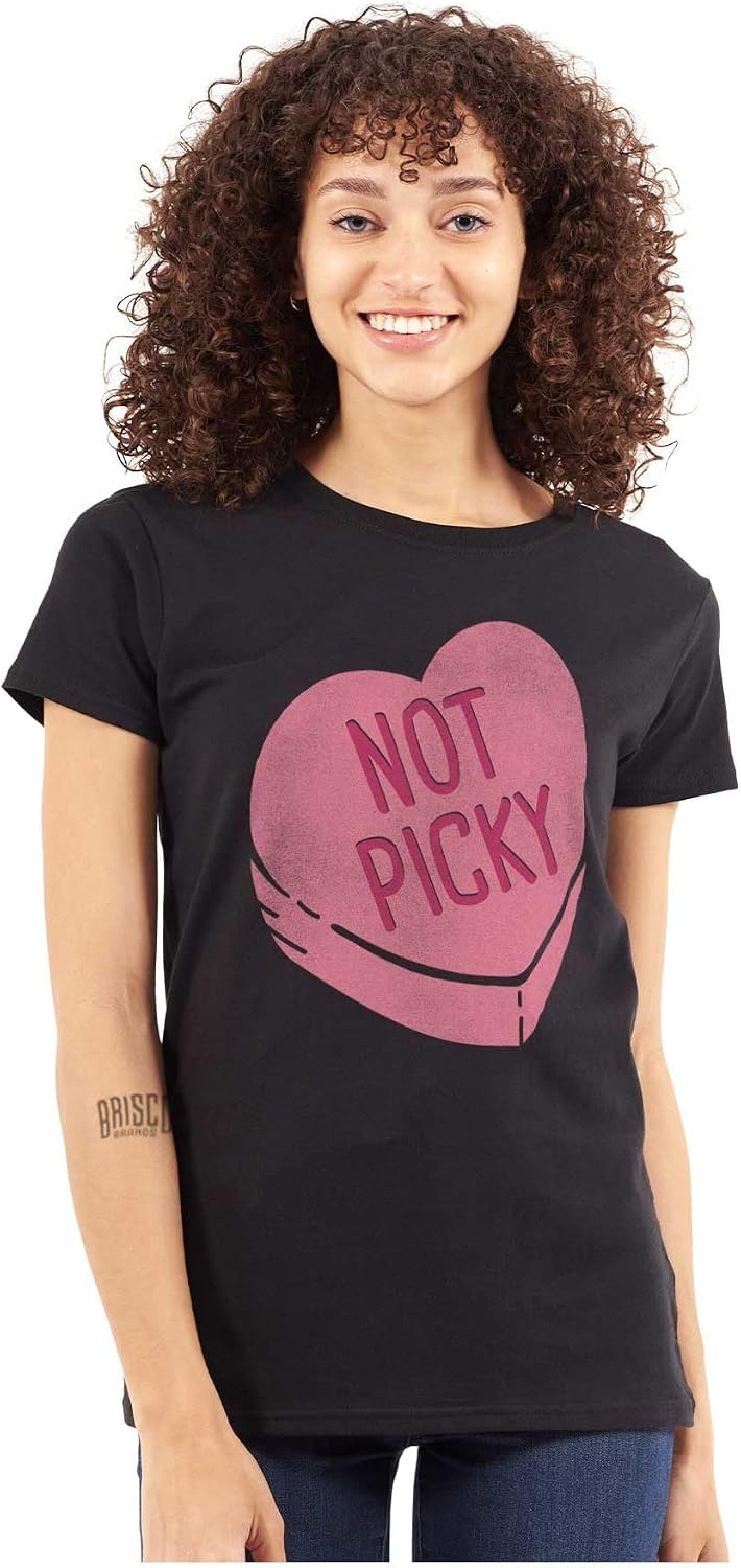 image:imageNot Picky Candy Heart Valentines Day Womens Slim Fit Graphic TeeBlack