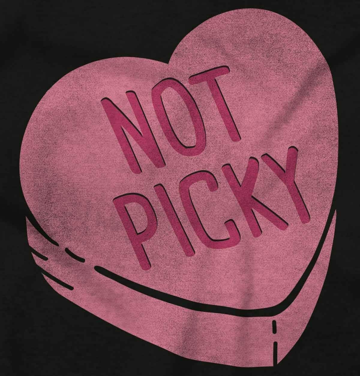 image:imageNot Picky Candy Heart Valentines Day Womens Slim Fit Graphic TeeBlack