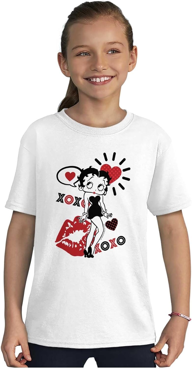 image:imageRetro Betty Boop Hugs Kisses XO Love Girls Kids T Shirt Tees