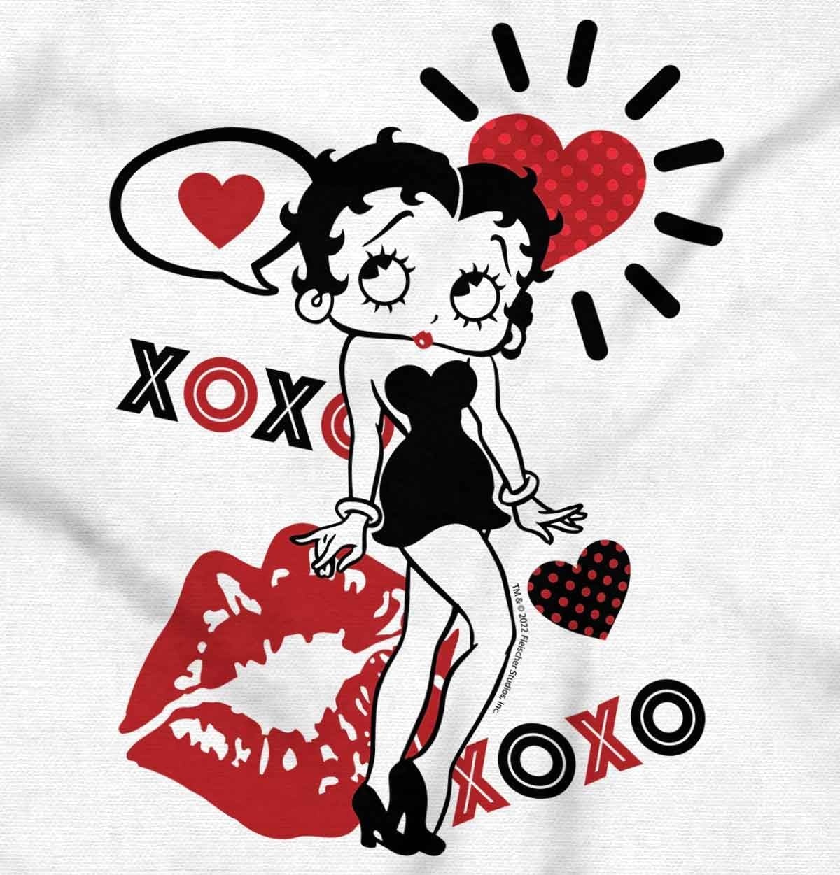 image:imageRetro Betty Boop Hugs Kisses XO Love Womens Graphic T Shirt TeesWhite