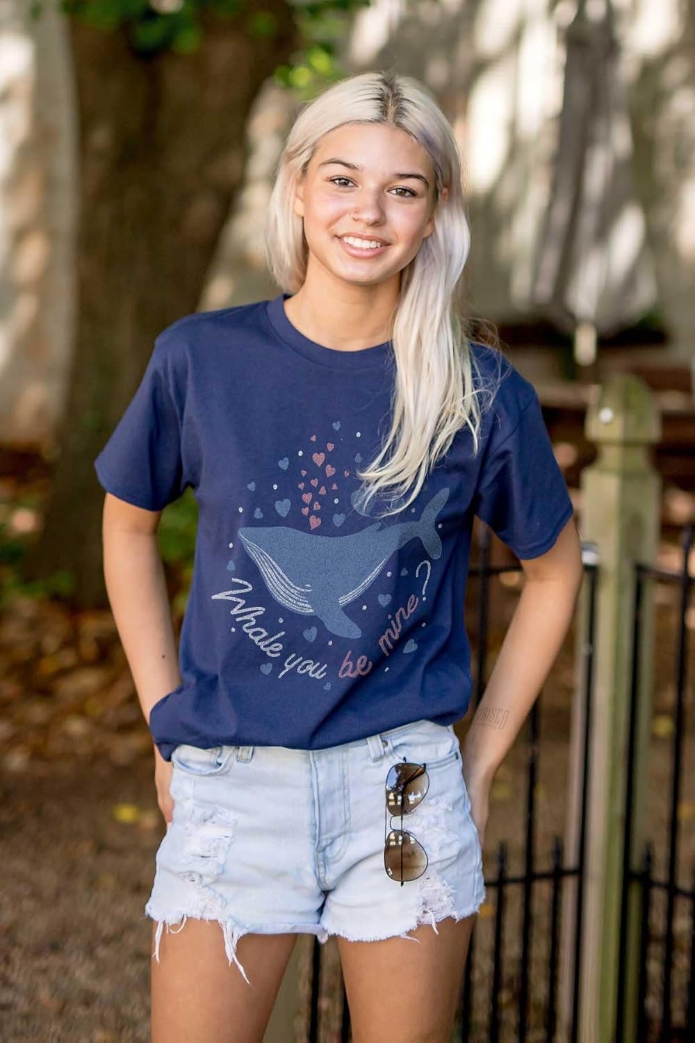 image:imageWhale You Be Mine Valentine Pun Womens Graphic T Shirt TeesNavy