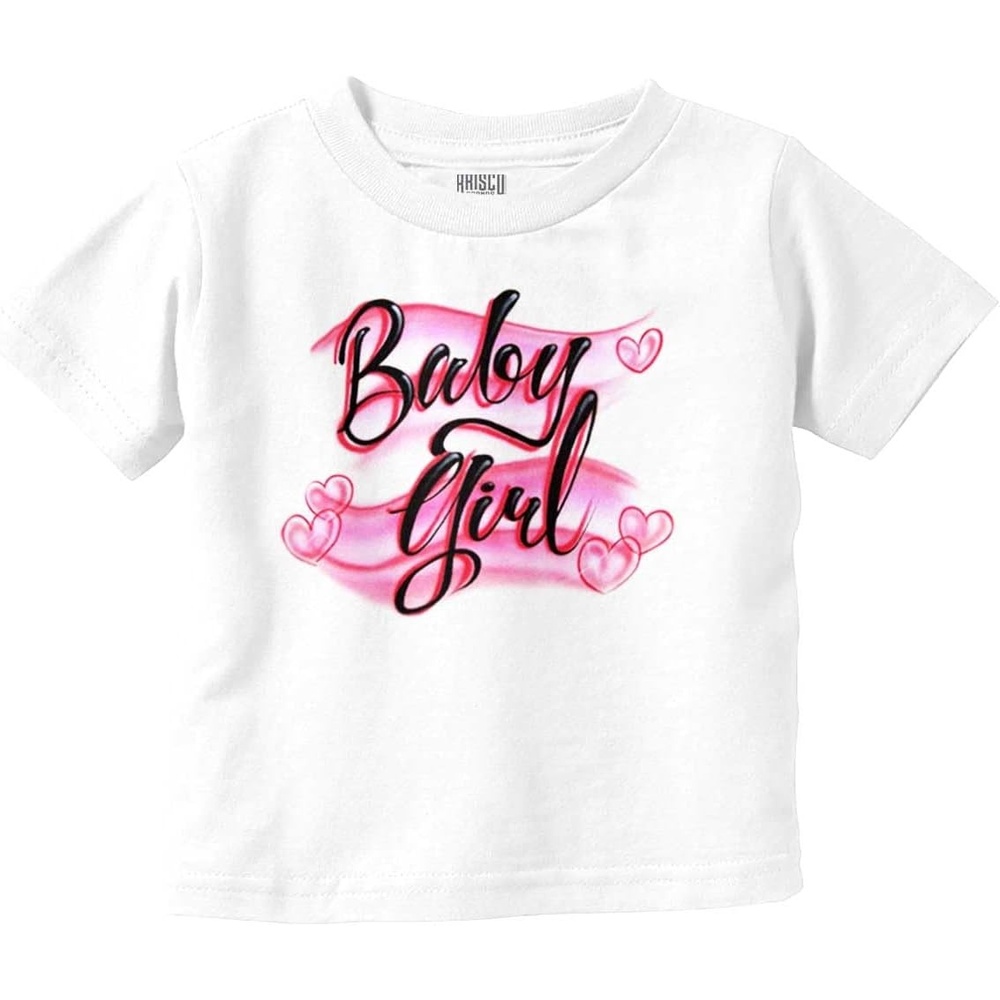 image:imageAirbrushed Baby Girl Hearts Love Toddler Baby Girl T ShirtWhite