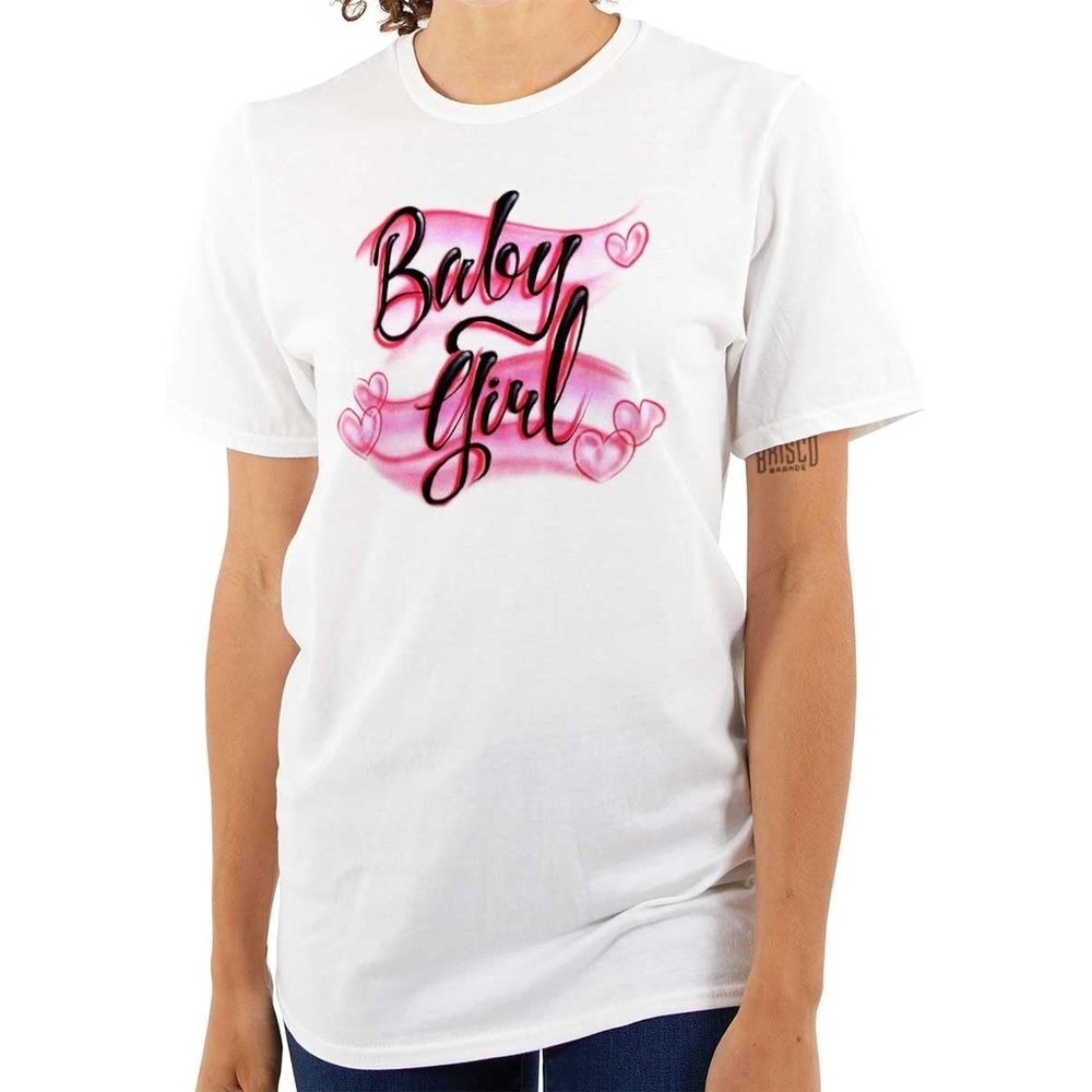 image:imageAirbrushed Baby Girl Hearts Love Womens Graphic T Shirt TeesWhite