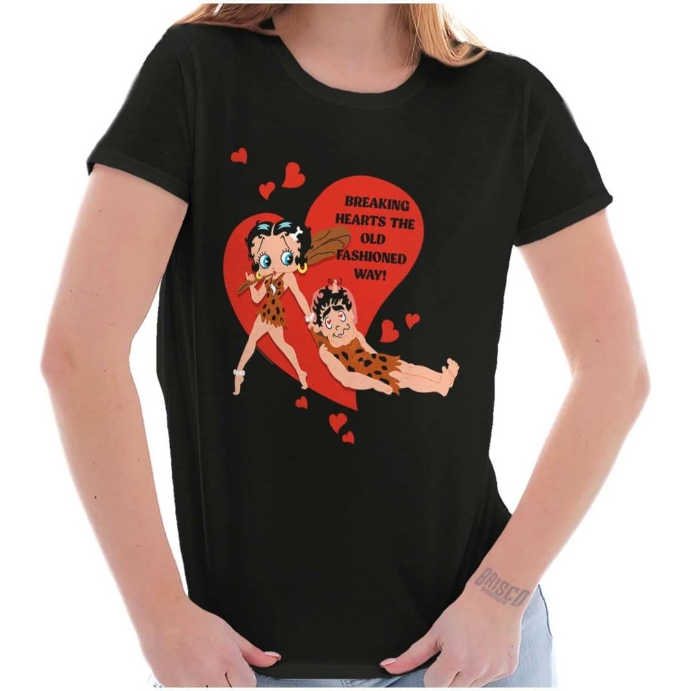 image:imageBetty Boop Caveman Heartbreaker Womens Slim Fit Graphic TeeBlack