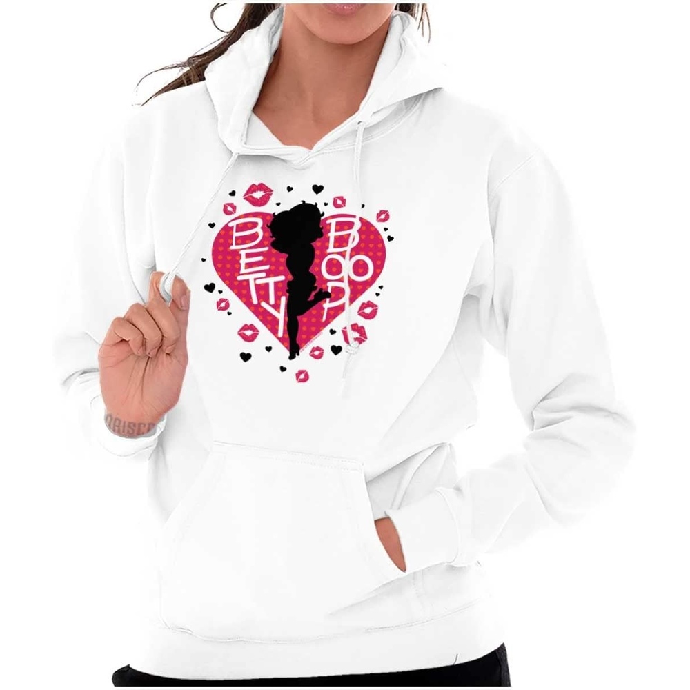 image:imageBrisco Brands Betty Boop Fans Lovers Cute Heart Hoodie Sweatshirt WomenWhite
