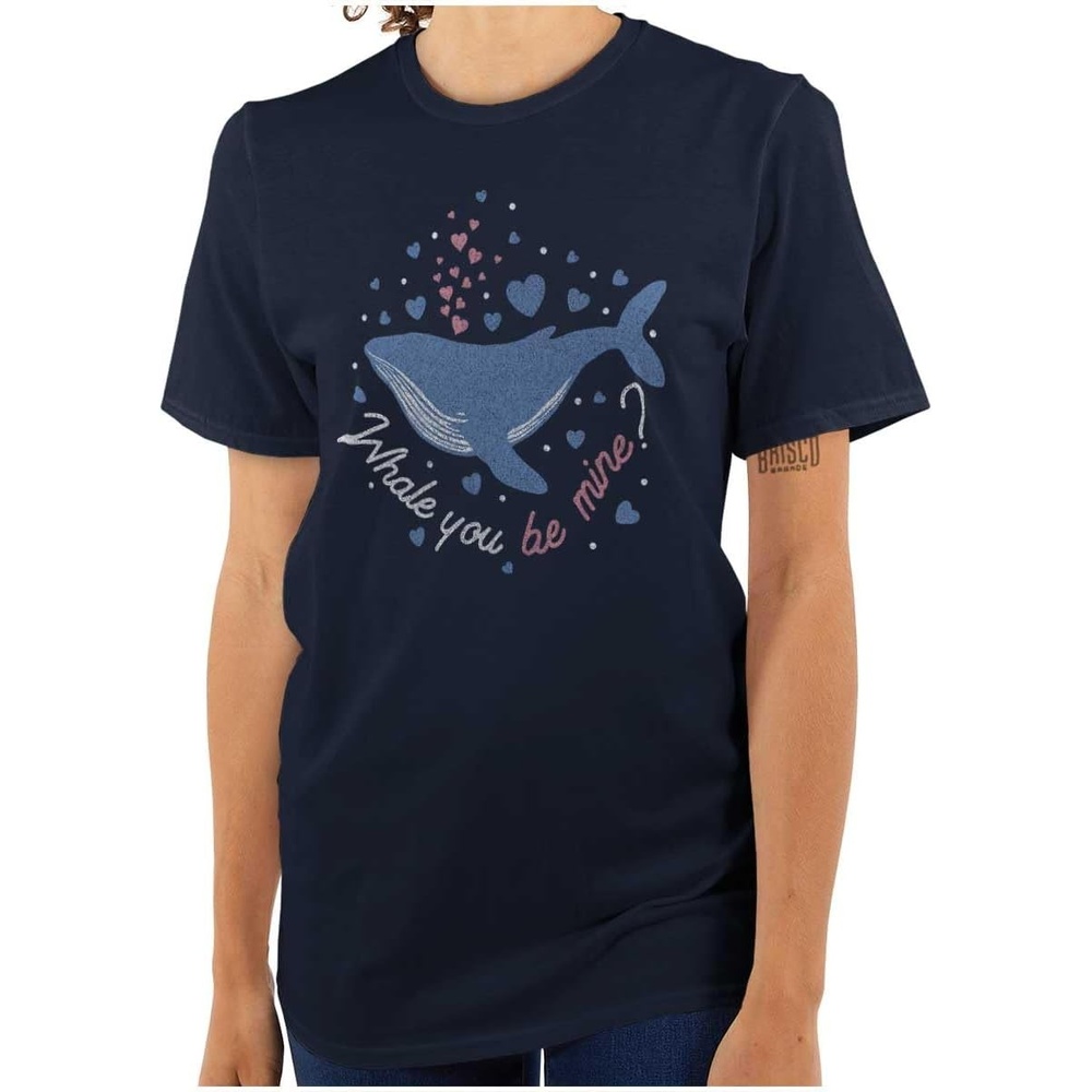image:imageWhale You Be Mine Valentine Pun Womens Graphic T Shirt TeesNavy