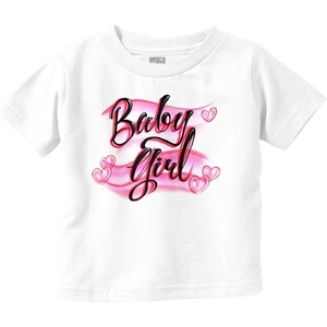 Airbrushed Baby Girl Hearts Love Toddler Baby Girl T Shirt(White)