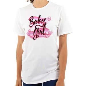 Airbrushed Baby Girl Hearts Love Womens Graphic T Shirt Tees(White)