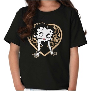 Betty Boop Leopard Print Heart Girls Kids T Shirt Tees