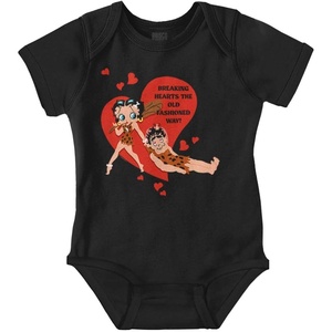 Brisco Brands Betty Boop Caveman Heartbreaker Baby Bodysuit Jumper Girls(Black)
