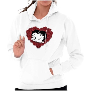 Brisco Brands Betty Boop Heart Wink Blowing Kisses Hoodie Sweatshirt Women(White)