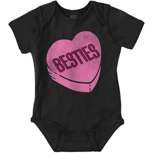 Galantine’s Besties Candy Heart Baby Bodysuit Jumper Girls(Black)