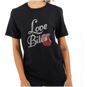 Love Bites Funny Single Valentine Day Womens Graphic T Shirt Tees(Black)