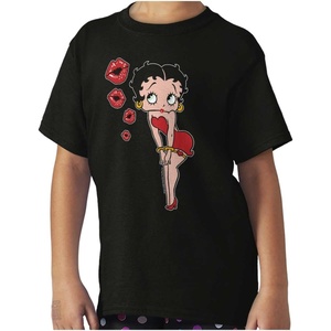 Retro Betty Boop Cartoon Kissy Lips Girls Kids T Shirt Tees