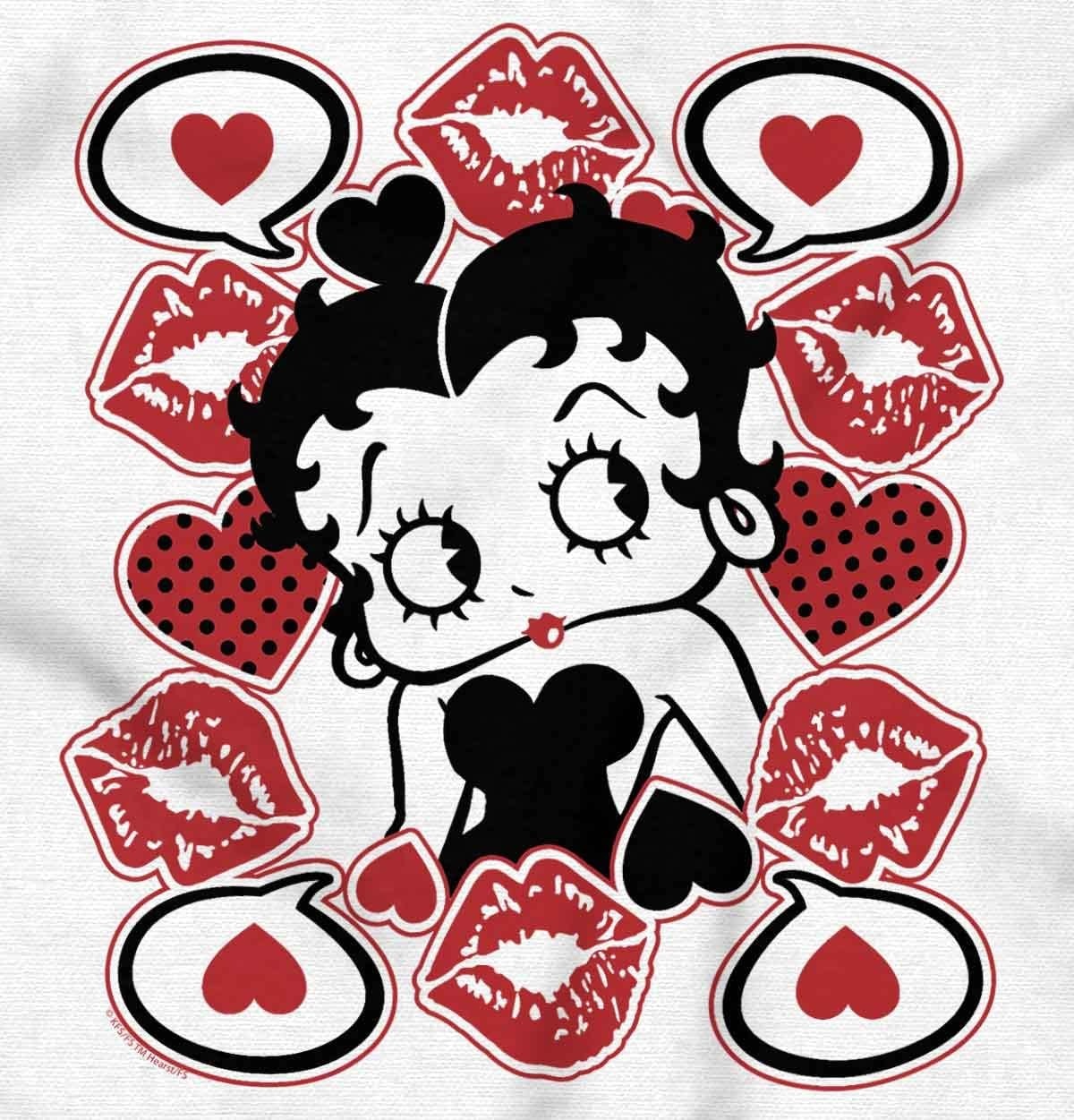 image:imageBetty Boop Cartoon Hearts and Kisses Womens Slim Fit Graphic Tee