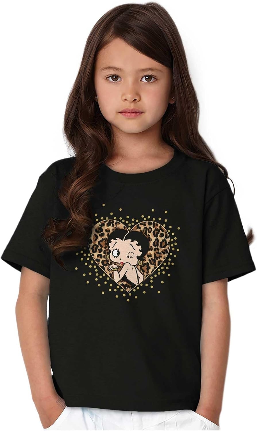 image:imageBetty Boop Cheetah Print Heart Girls Kids T Shirt Tees