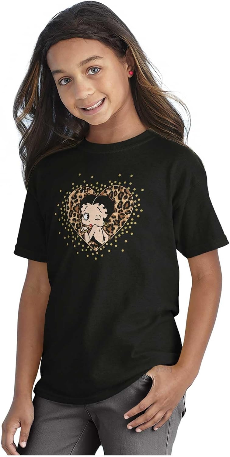 image:imageBetty Boop Cheetah Print Heart Girls Kids T Shirt Tees